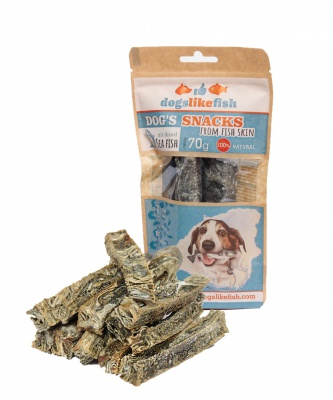 Dogs like fish - Mencas ādas stienīši 70g