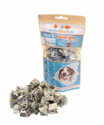 Dogs like fish - Mencas ādas kubi 70g